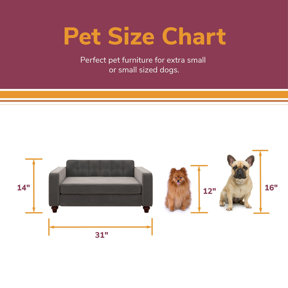 Ollie & Hutch Pin Tufted Pet Sofa, Small/Medium - Gray - Small